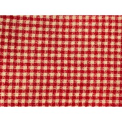 Gingham Fabric Cotton Red Checked Beige Small Squares Lot 1 Yard 51 Inches Wide