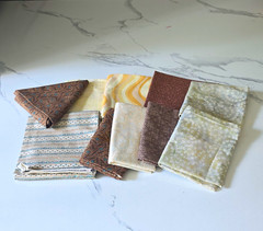DESTASH Fabric Pieces / Remnants Lot Brown Beige Cream Mixed Prints Themes