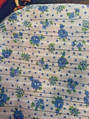VTG Beautiful Feminine Blue Florals Scattered on Light Blue DIMITY Fabric BTHY