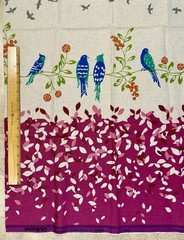 44×23” KOKKA Echino BIRDSONG Pink Cotton Linen Fabric OOP Etsuko Furuya Japan