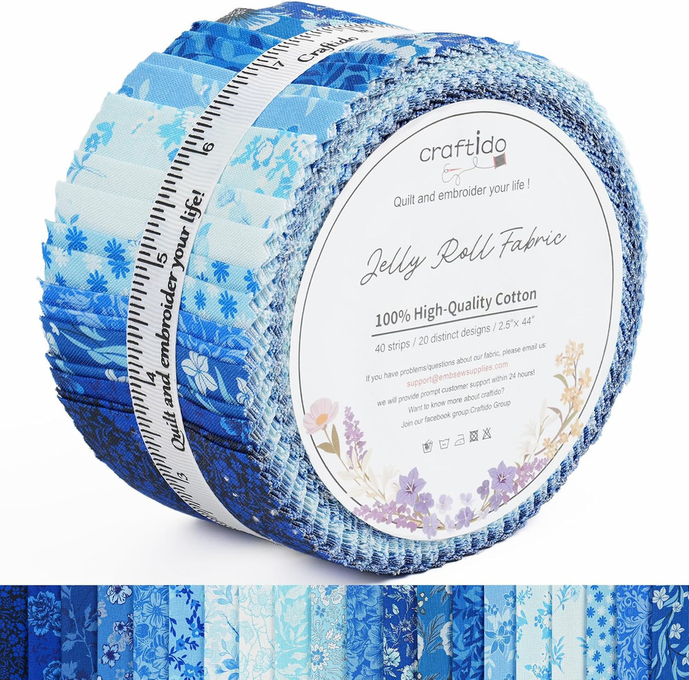 -20 Options-100% Cotton Jelly Roll Fabric Precut Strips for Quilting, Crafting,