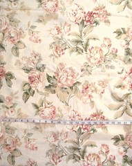 1 yd 50/50 Cotton/Poly Fabric Deegan Linen Cream with Florals