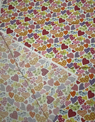 Heart Fabric Cotton Print Multicolor White Background 1 Yard X 42 Inches Wide
