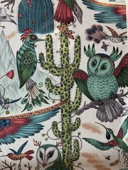 Clarke And Clarke Emma J Shipley Fabric Frontier Fabric Green 1 7/8 Yards