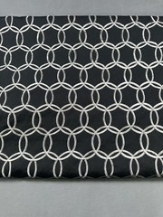 Upholstery Black With Silver Circles Embroidered Fabric, Cotton 4 Yards 58 X 144