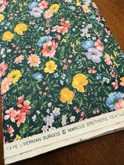 Faye Liverman Burgos Marcus Bros VTG Cotton Fabric Floral Garden on Green 1.5 YD