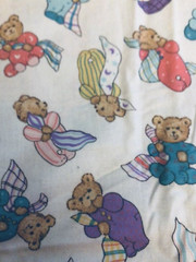 VTG Juvenile Pastel Teddy Bears with Their Blankets Lovey on Bright White BTHY