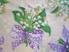 Concord Fabrics THE KESSLERS 6 Yds Lily of the Valley with Purple Polka Dot Bow