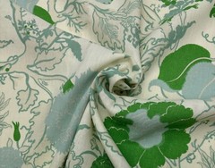 ACQUITAINE WOLF HALL MEADOW GREEN FLORAL LINEN EXCLUSIVE FABRIC 2.2 YARD 53″W