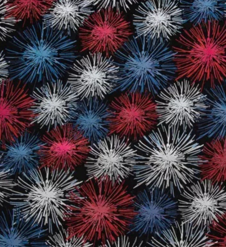 Metallic Fireworks 4th of July Patriotic Fabric by Brothers & Sisters, BTHY