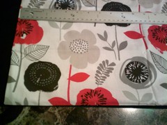 WASHED & IRONED Floral Red, Black & Gray on White FQ 18″ X 22″ Cotton Fabric