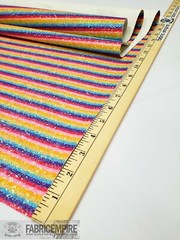 Glitter Large Stargem RAINBOW Stripes Crafting Vinyl Fabric / 54″ Wide Sold BTY