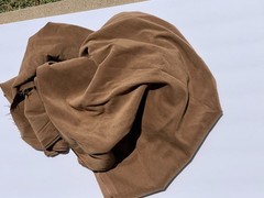 Vintage Light Weight Coffee Brown Micro Suede Woven Soft Brush Twill Warp Grain