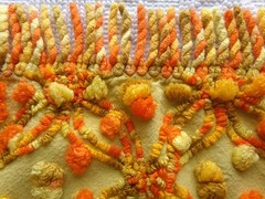 confetti vtg chenille bedspread fabric colorful boho wedding ring design, 20×24″