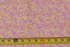 By 1/2 Yd, Vintage, Pink & Yellow Scrolls on Quilt Cotton, Classic Cottons,P7804