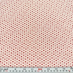 Vintage Cranston Red Hearts and Dotted Floral White Cotton by the HALF YARD
