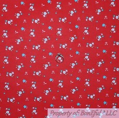 BonEful FABRIC FQ Cotton Flannel Quilt Red Blue White Tiny Small Little Flower S