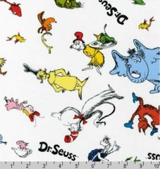CELEBRATE SEUSS 10790 204 White KAUFMAN Quilt Fabric CAT IN THE HAT