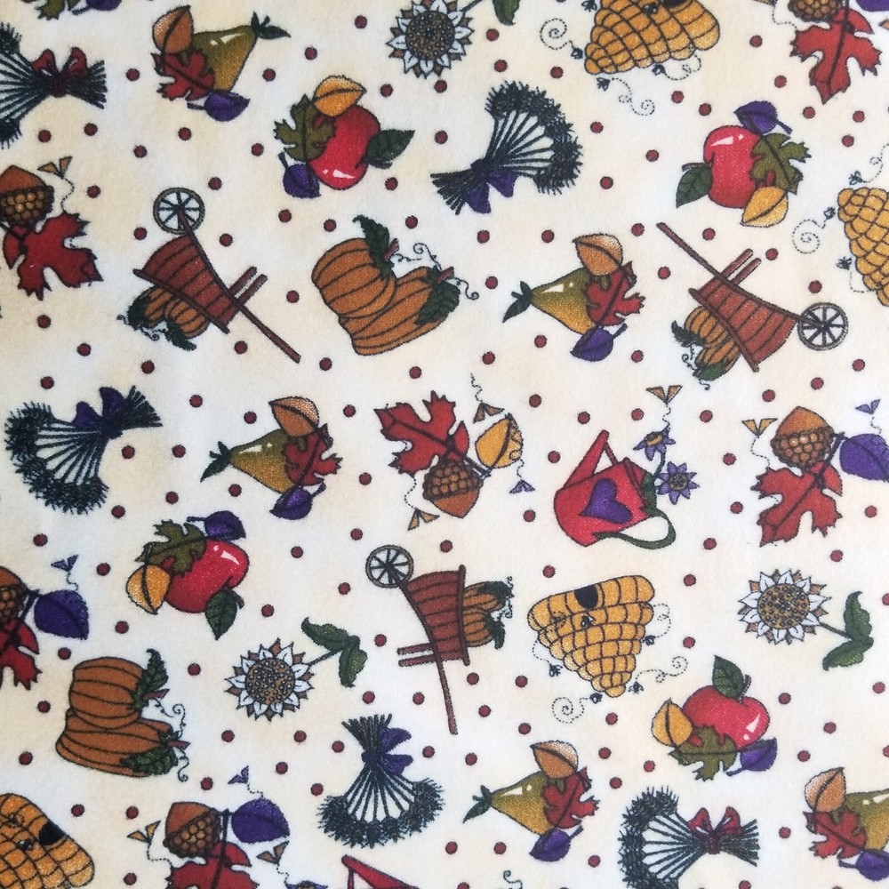 2 Yards Fall Apple Pumkin Bee Hive Flannel Fabric Possibilities for Avlyn