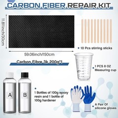 15 PCS Carbon Fiber Repair Kit 59×12 Inch 3k 200g Sheet 16oz Epoxy Resin