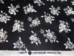 By 1/2 Yd Black & White Rose Daisy Clusters Floral Cotton Quilt Fabric BTHY MBT