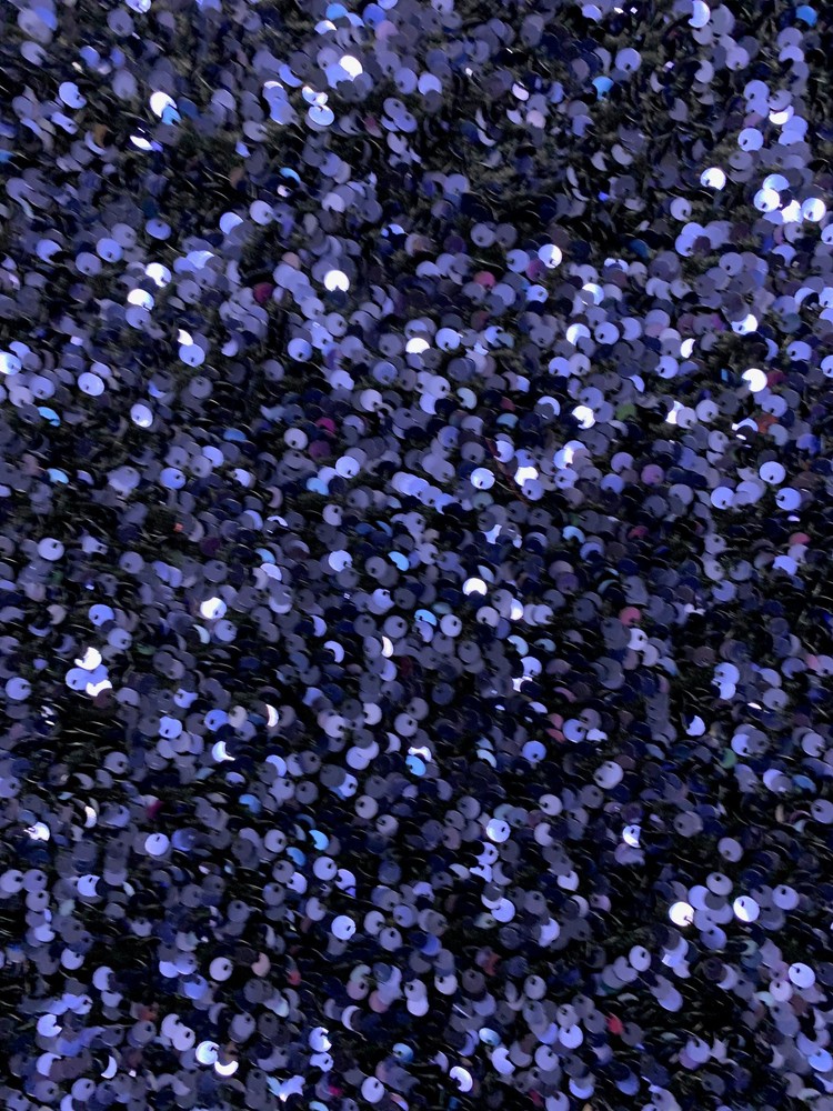 Stephanie NAVY BLUE Overlap Sequins on NAVY Stretch Velvet Fabric by the Yard f