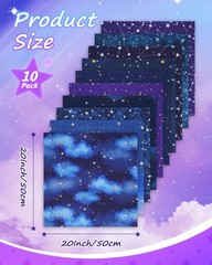 10 Pack 20×20 Inch Starry Sky 100% Cotton Fat Quarters Fabric Bundles DIY