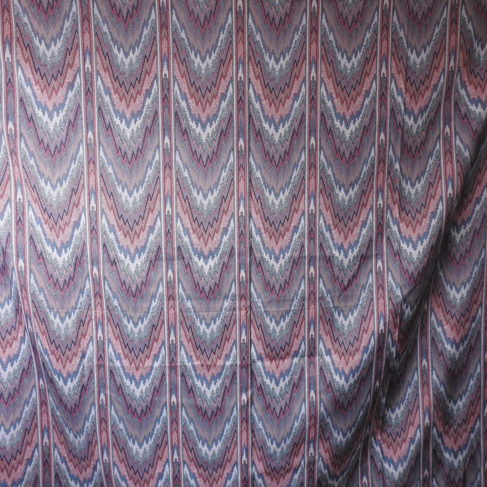 Vintage 1989 House N Home Flamestitch Drapery Fabric Mauve Blue 3 Yds 9″ x 56″
