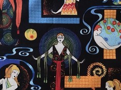 NEW Erte Revisited Woodrow Studio London England Art Deco Cotton Fabric 2.75 yds