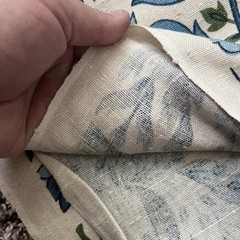 Linen Home Decorater Fabric Vintage Large Floral Blue 4.5 Yards 54” W