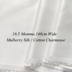 Natural White 55” Wide By Yard Ivory Silk Cotton Satin Charmeuse Silk Fabric