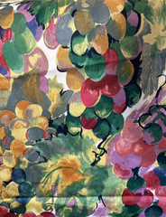 VTG Whiteheads Fabric “Watercolor Grapes” 4.625″x54″ Scotchguard Beautiful! HTF