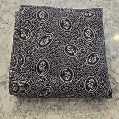 Vintage 140″x37″ Blue White Floral Medallion Fabric Piece Flowers Plants