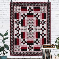 Merlot 5″ charm pack wine and black floral Quilt Fabric Flowers Clothworks