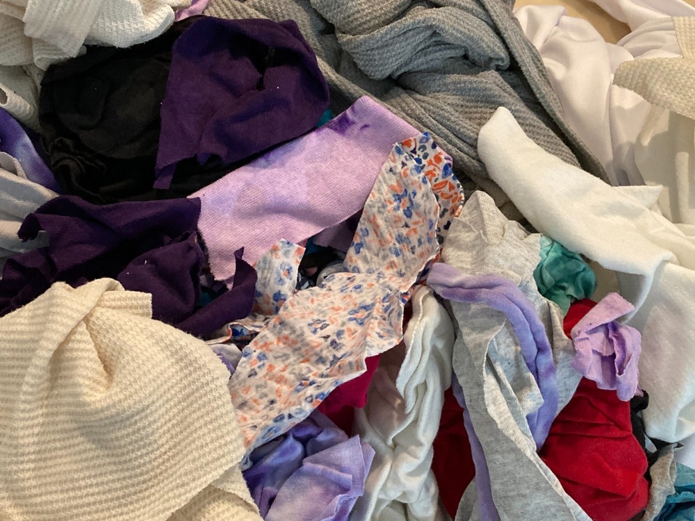 Sewing Fabric Scraps Lot – Jersey, Waffle, Tie-Dye, Knits – Over 8 lbs