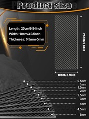 Kalolary Carbon Fiber Sheet 250 X 100 X 3 MM, 3K Real 100-250-3mm, Black