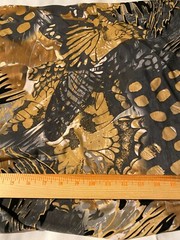 Retro nylon polyester knit fabric gray, tan, black abstract design 2 yd 8″ x 60″