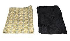 2 Pieces Vintage Green Squares Circles Fabric 24.5″ and Black Crepe 1 Yard 17.5″