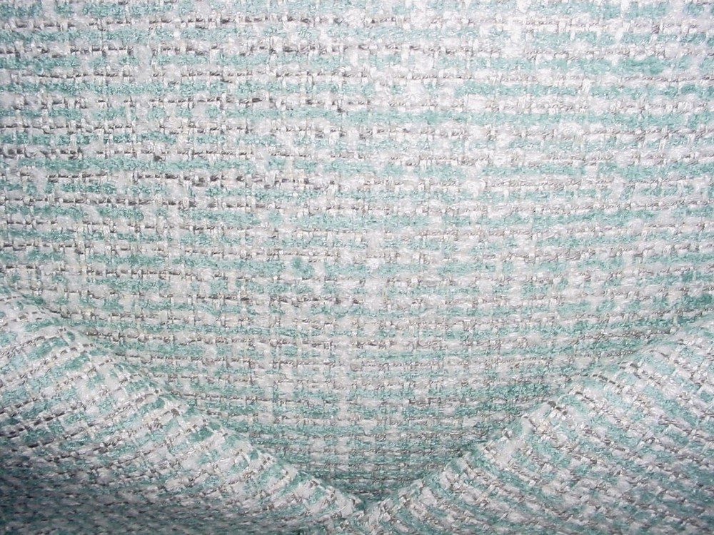 4-3/8Y Glant 9982 Alta Powder Blue White Chenille Basketweave Upholstery Fabric