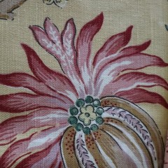 Vtg Linen Jay Yang Spectrum Home Fabric, Yellow, Pink, Blue Floral 2.4 yds