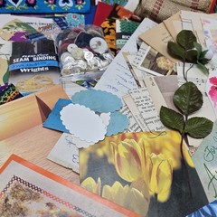 Junk Journal Lot 1Lb Ephemera Cards Ribbon Book Page Fabric Button Craft Collage