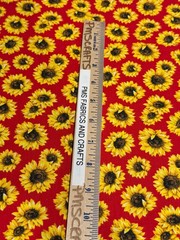MDG Sunflower Dance on Poppy Red 100% cotton fabric by yard 36 x 44 Sunflowers