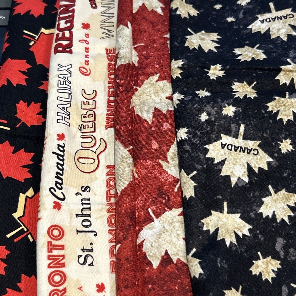 Canada Theme Maple Leaf Fabric 4 Pc Lot Quilting Crafts Sewing Cotton Prints