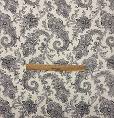 RALPH LAUREN DERWENT PAISLEY ECRU MEDALLION BLACK 100% LINEN FABRIC BY YARD 54″W
