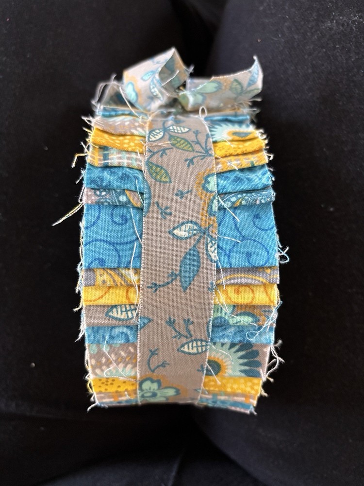 Hand Cut Blue, Yellow, and Gray Print Jelly Roll