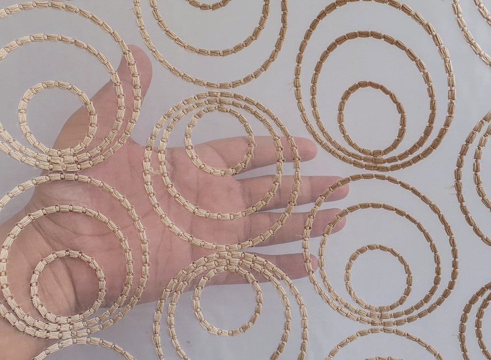 Fawn Circles Sheer Curtain Fabric By The Yard, Fawn Sheer Curtain Fabric