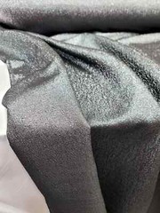 “Charcoal Metallic Brocade Fabric with Embossed Design – Sold by the Meter for E