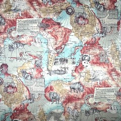 1800s World Map Fabric HMS Hecla by Hi Fashion Fabrics BY THE YARD 100% Cotton