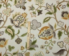 P KAUFMANN PIED A TERRE VANILLA D4178 LARGE JACOBEAN FLORAL FABRIC BY YARD 54″W