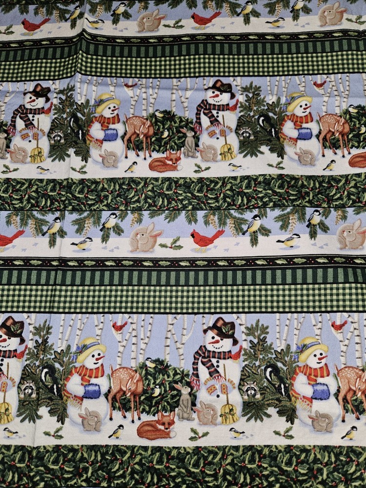 Winter Friends By Claire Murray 2005 Cotton Striped Christmas Fabric 2 Yrds X 43